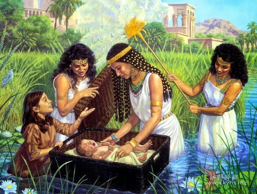 BABY MOSES RESCUED BY PHAROAH'S DAUGHTER-12X9.JPG